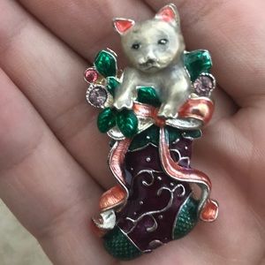 Cat Christmas Brooch